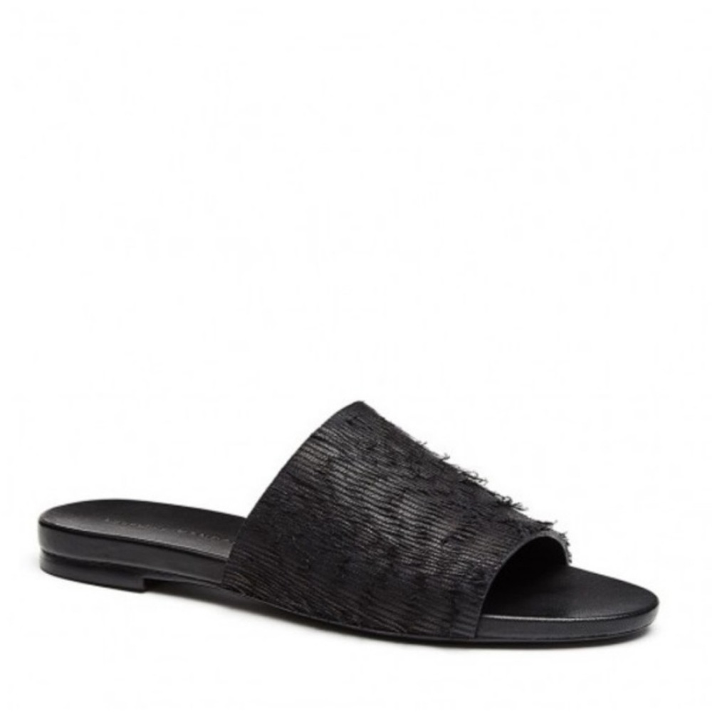 Loeffler Randall Black Ava Leather Slide Sandals women’s size 6.5 shoes